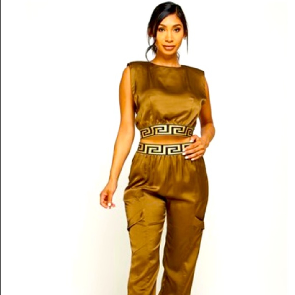 All I can say is WOW!  This is a show stopper. Satan 2 piece jumpsuit is must